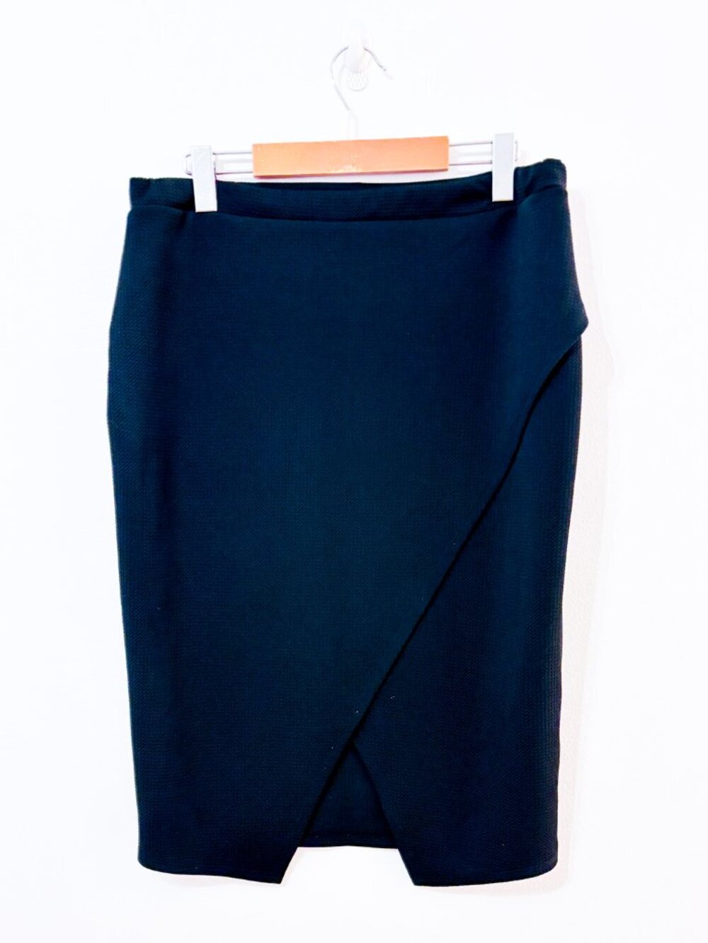 ATTITUDE Black Wrap Pencil Skirt Office Minimalist Tailored Size 8